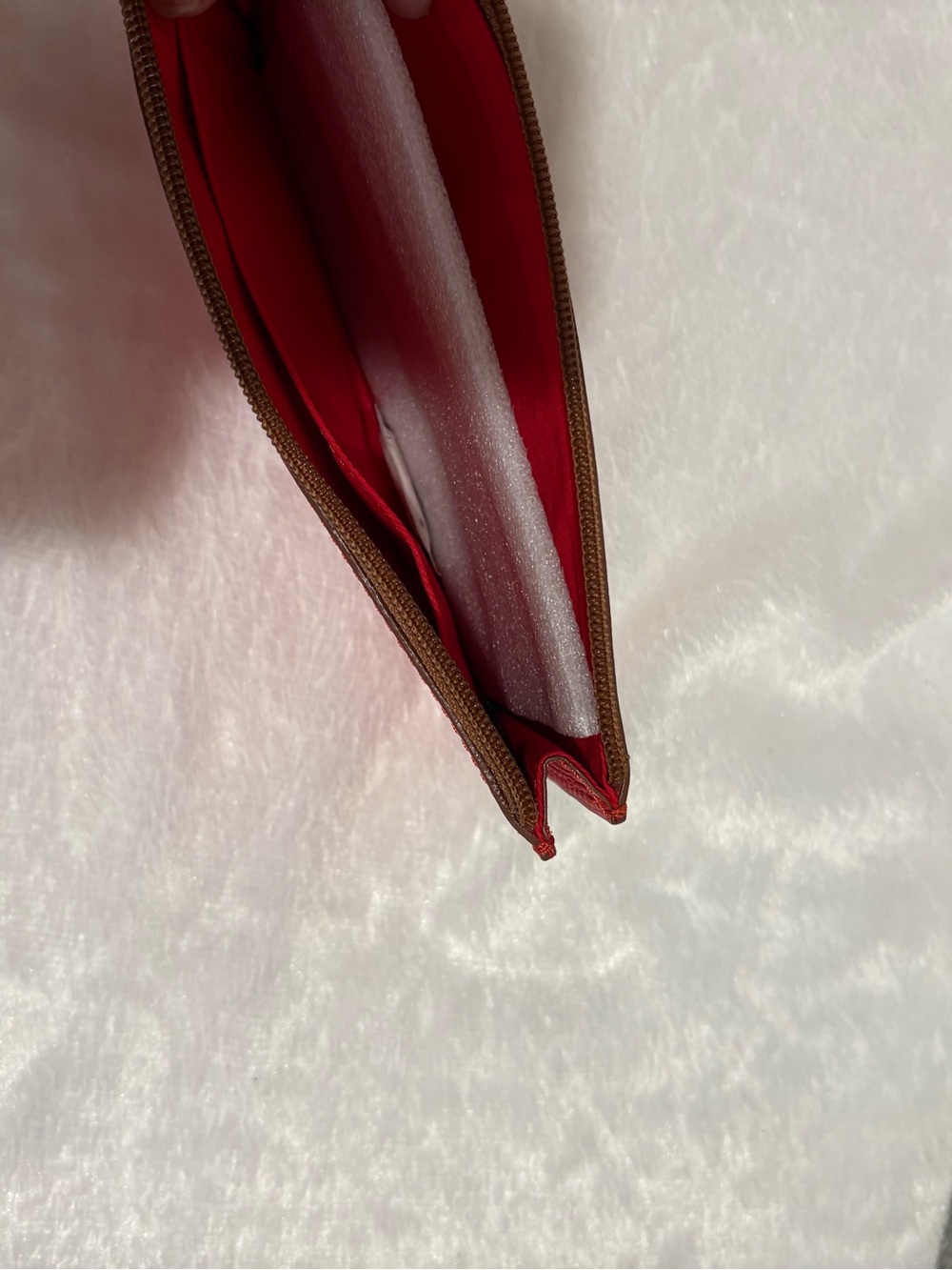 Dooney & Bourke Red Leather Wristlet with Brown Trim - Picture 4 of 11